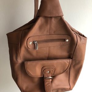 Brown shoulder/ back pack convertible